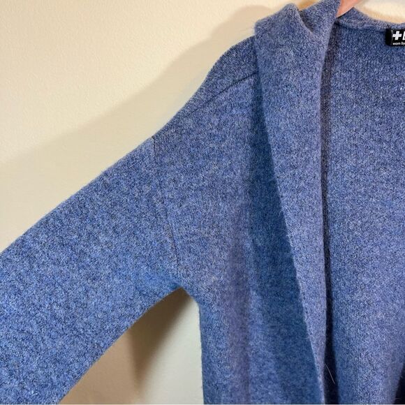 Beryll Cashmere Cardigan Womens One Size Vivian Denim Blue Hooded Longline OS - Picture 4 of 15